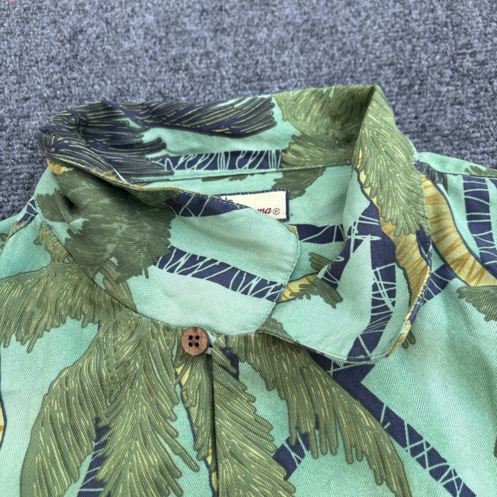 Tommy Bahama Mens XL Silk Palm Tree Tropical Loop Collar Shirt Short Sleeve - Picture 4 of 7